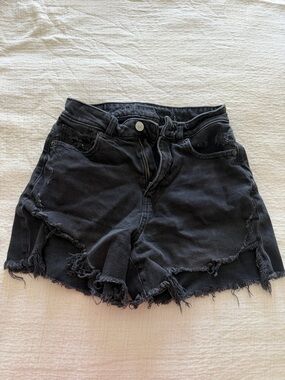 American Eagle Outfitters Black Distressed Cutoff Jean Shorts